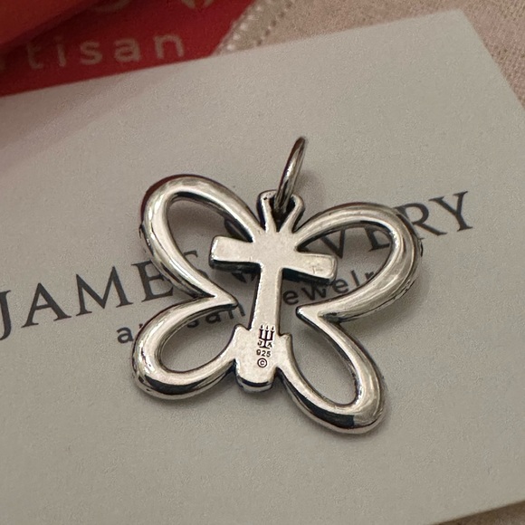 RETIRED James Avery Sterling Butterfly Cross Pendant- With Bag Box & Felt Pouch